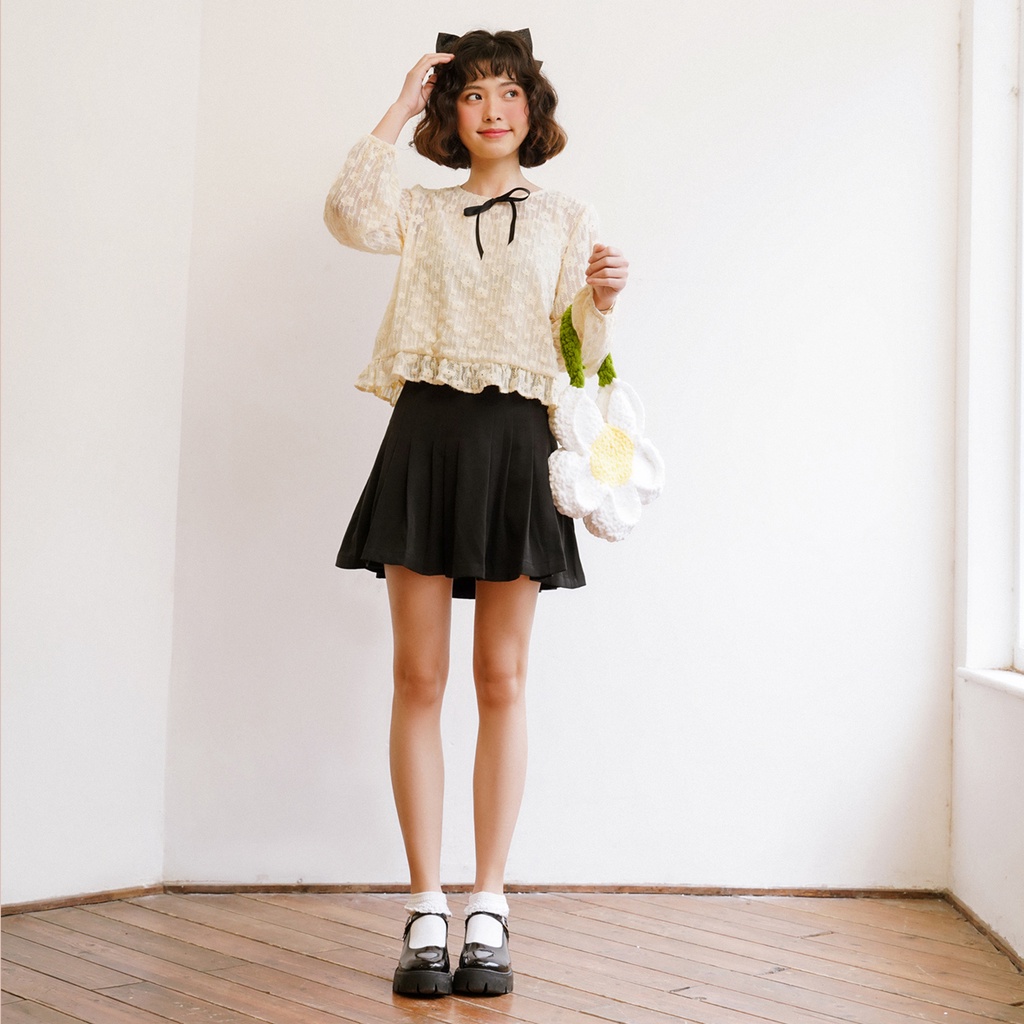 BLEUBIRD Áo ren buộc nơ HANAKO TOP