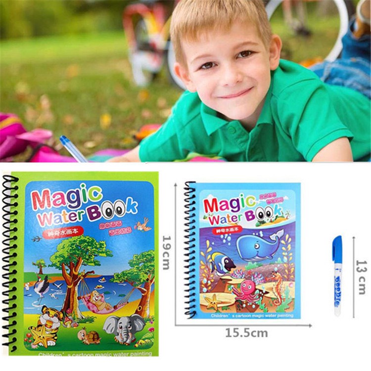 Tranh Nước Ma Thuật Nhiều Chủ Đề - Tranh Tô Màu An Toàn Cho Bé Tặng Kèm Bút Thần Kỳ