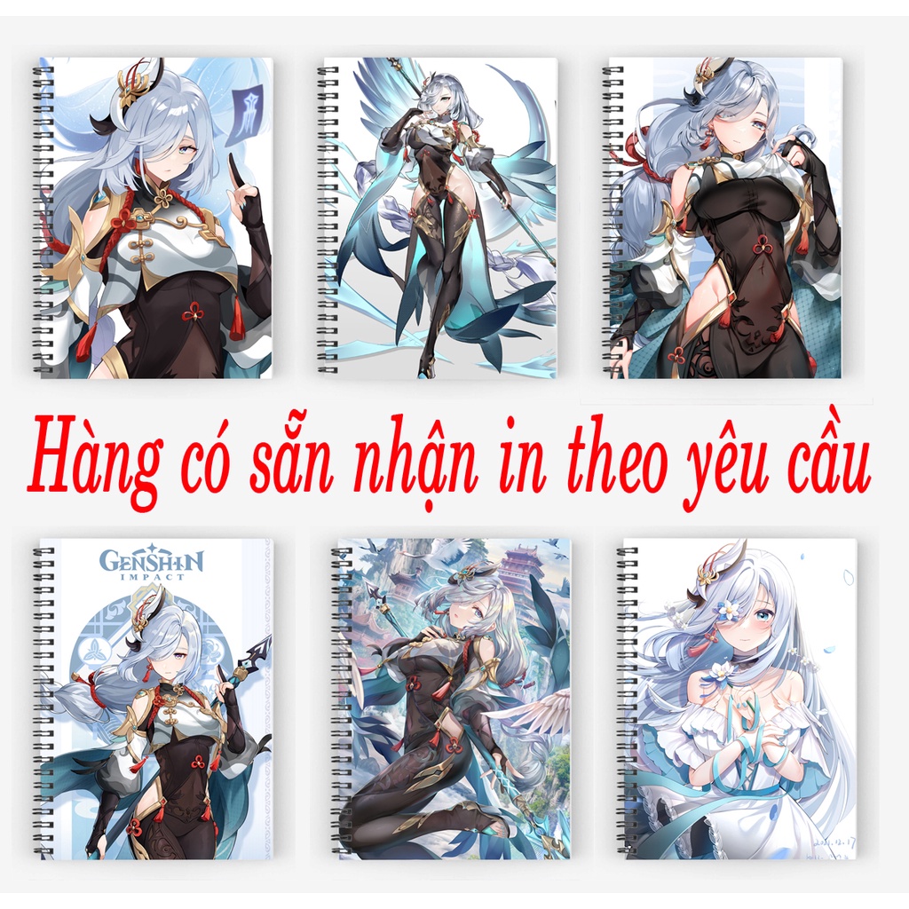 sổ tay Shenhe Genshin Impact dạng gáy xoắn 200 trang