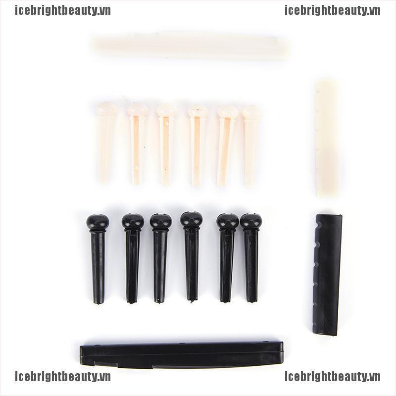 Bộ Ngựa Đàn 6 Chốt + Yên + Ngựa Đàn Màu Đen / Trắng Chuyên Dụng Cho Guitar Acoustic