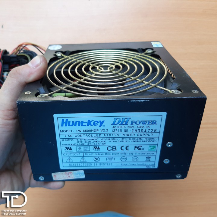 Nguồn máy tính huntkey 500w công suất thực cũ - PSU Huntkey DH Power 500W (LW-6500HDP)