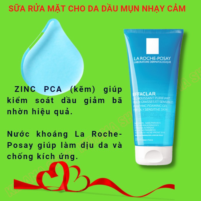 Sữa rửa mặt tạo bọt cho Da Dầu Mụn Nhạy Cảm Dạng Gel La Roche-Posay Effaclar ngăn ngừa và hỗ trợ giảm mụn | BigBuy360 - bigbuy360.vn