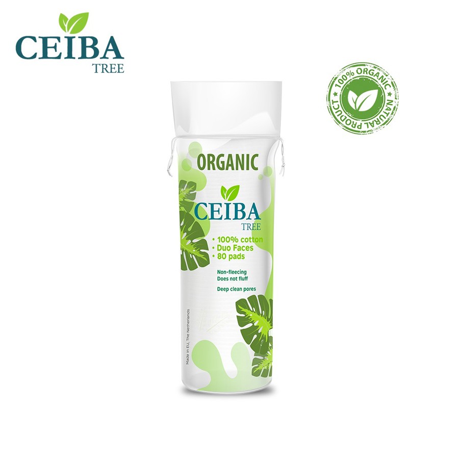 Bông tẩy trang Organic Ceiba dành cho da nhạy cảm 80 miếng