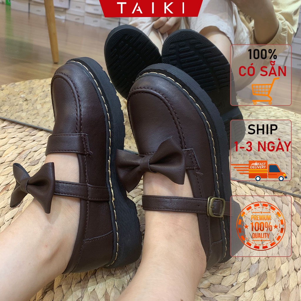 Giày marry jane nữ 👟FREESHIP👟 giày nữ vintage cao 3cm, mary jane mũi tròn, giày nữ vintage nâu và đen