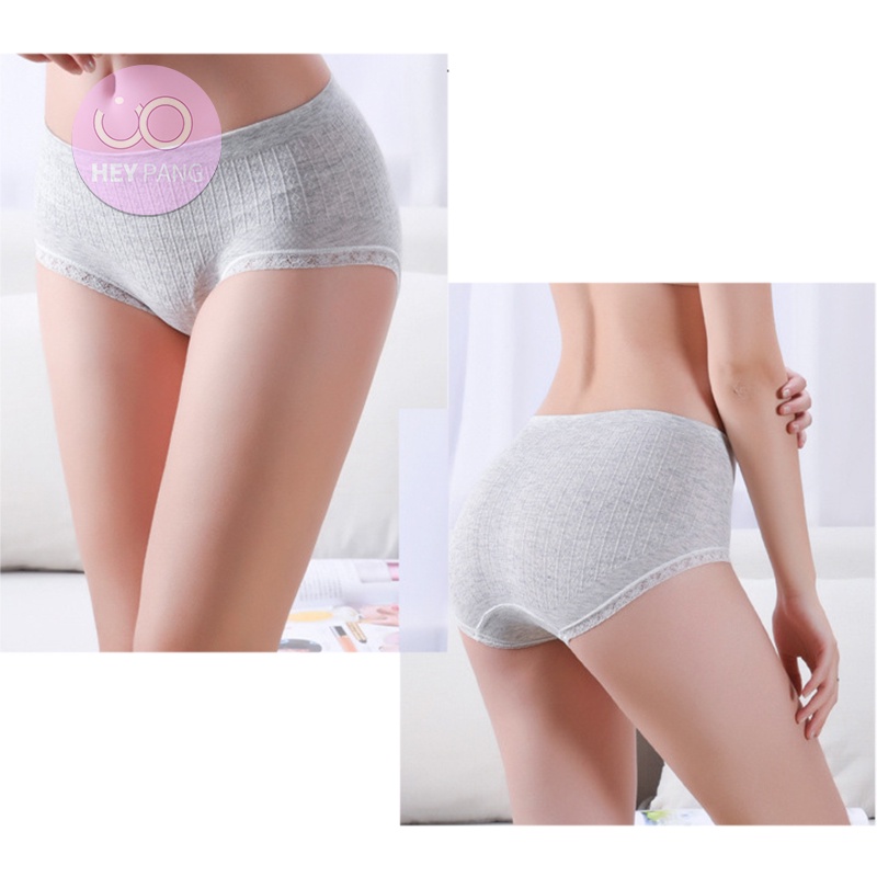 Quần lót nữ cotton viền ren thun gân co dãn tốt thấm hút mồ hôi HEYPANG VN040