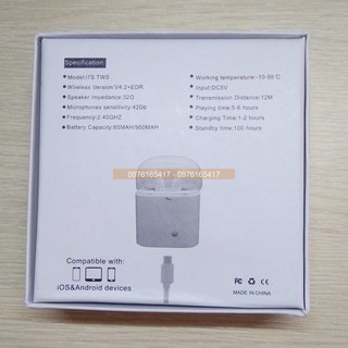 Tai nghe bluetooth Iphone 2 tai I7S