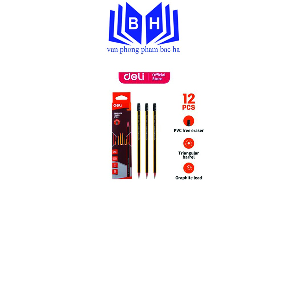 Bút Chì 2B Deli-E37013 - Đầu Chì Mềm Đẹp Thích Hợp Cho Mọi Nhu Cầu