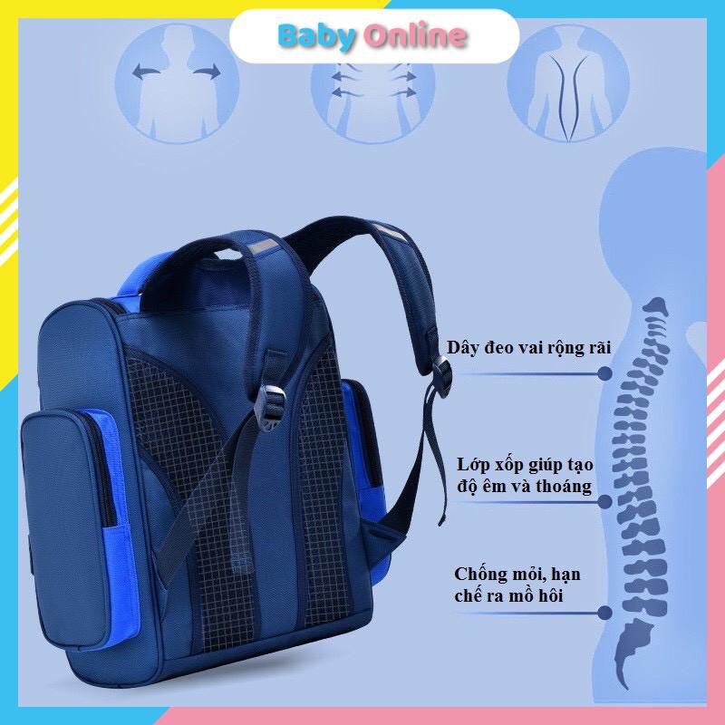 Balo đi học cho bé trai bé gái tiểu học balo chống gù chống thấm nước vải dù hình gấu