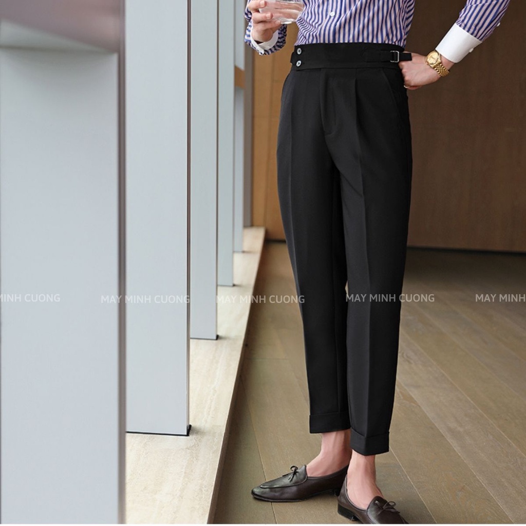 Quần âu nam cao cấp kiểu SIDETAB Phong Cách Ý, Dáng rộng baggy Chất vải Cotton bền bỉ (JA03)