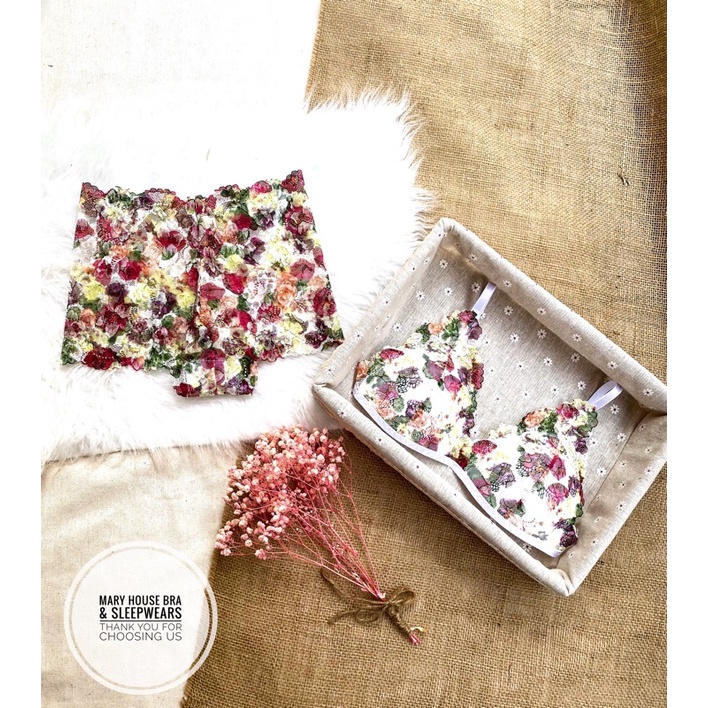 SET BRALETTE REN MÚT NGỰC QUẦN ĐÙI HOA
