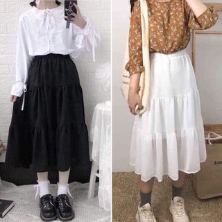 Chân váy dài nữ - chân váy voan tầng 2 lớp vintage - chân váy dài kèm lót 2 màu