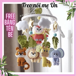 [CAO CẤP] Đồ chơi treo nôi cho bé kích thích thị giác ảnh thật, có nhạc tự xoay mẫu Khí cầu và thú rừng 01