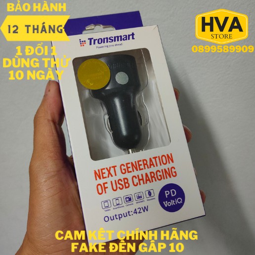 Tẩu sạc ô tô Tronsmart C2P 42W 2 cổng USB + USB TYPE C - Hàng chính hãng - Bảo hành 12 tháng 1 đổi 1