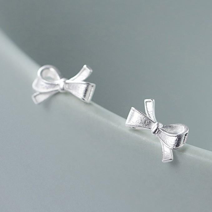 Bông Tai Bạc Nữ Hình Nơ Cá Tính Trắng Sáng Bằng Bạc Thật 925 cao cấp - B2491 - Bảo Ngọc Jewelry