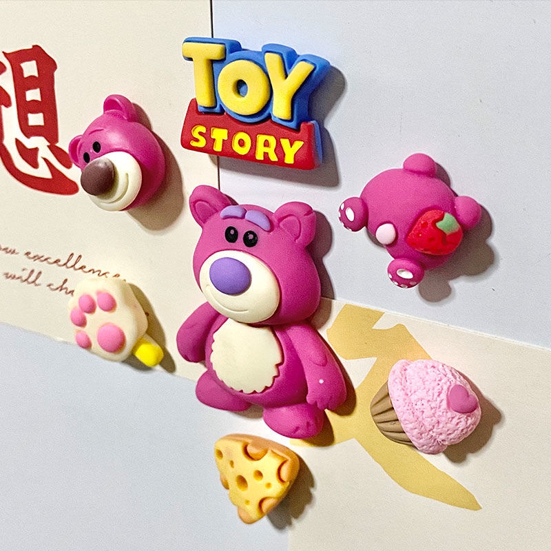 Nam Châm Mini Trang Trí Tủ Lạnh Hình Gấu / Dâu Tây 3d Dễ Thương