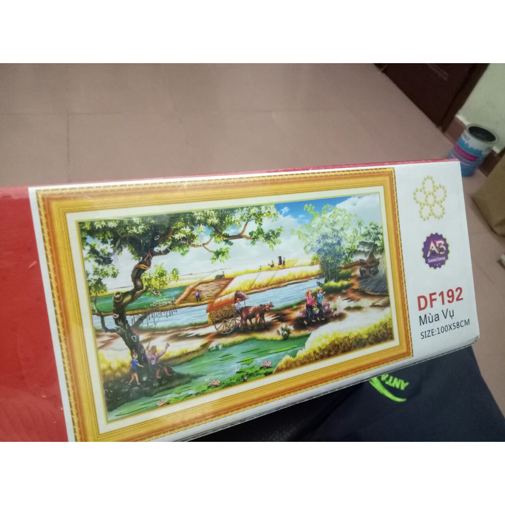 tranh đính đá phong cảnh làng quê việt nam kt 100x58cm