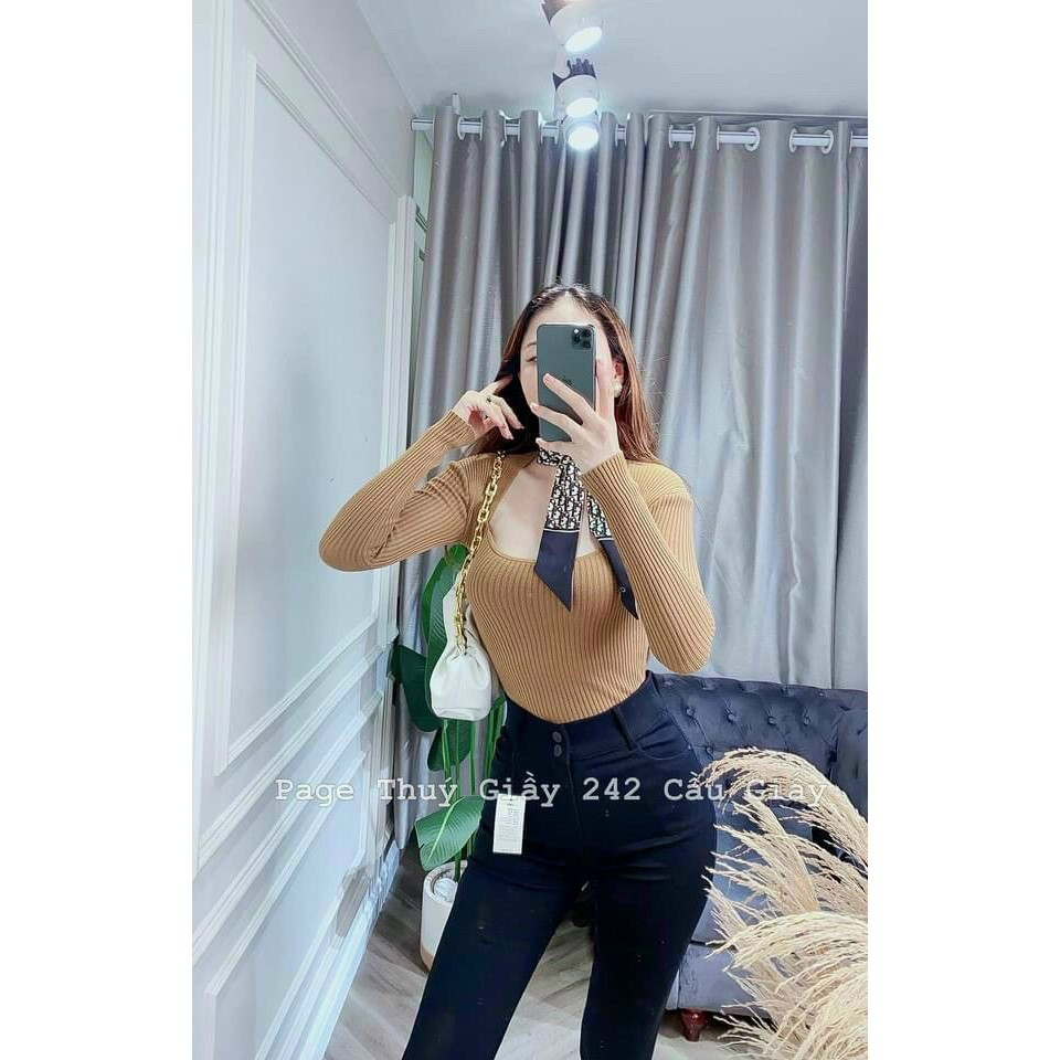 Áo len tăm cổ vuông hàng quảng châu chất dày dặn sẵn đủ màu/thoitrangsvtn