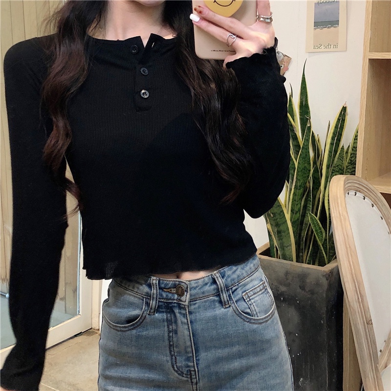 Áo Thun Tay Dài Form Ôm Lưng Cao Kiểu Dáng Sexy