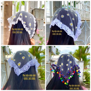 Khăn bandana mẫu lưới phối ren