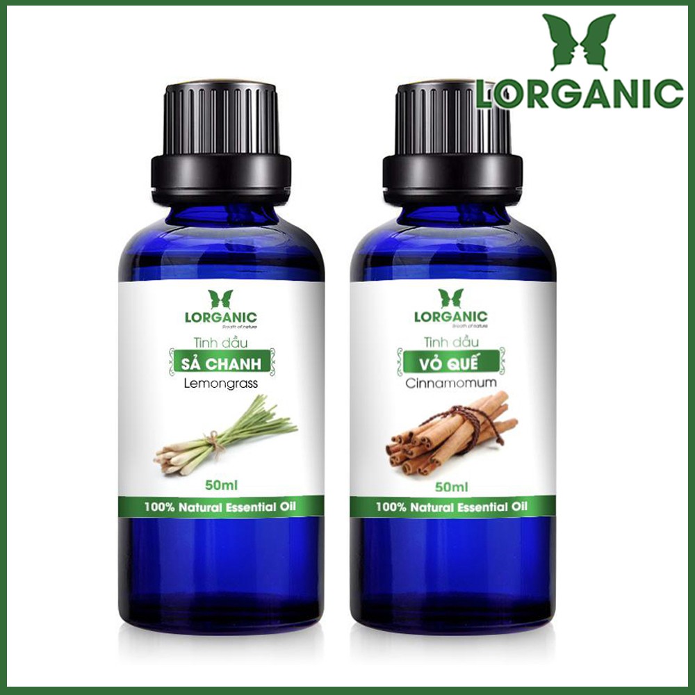 Combo Tinh Dầu Sả Chanh Lorganic + Quế Lorganic (50ml / Chai)