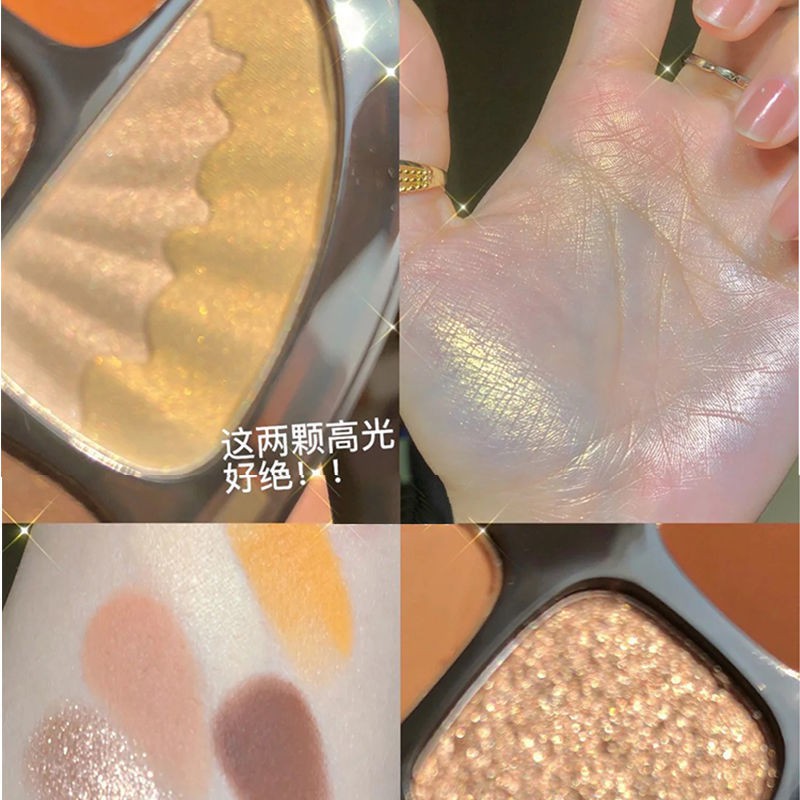 Bảng phấn mắt Màu hổ phách Palette in sequins sáng bóng hàng ngày, siêu bóng, giá trị cao của sinh viên, những người nổi tiếng trên mạng, cùng một đất