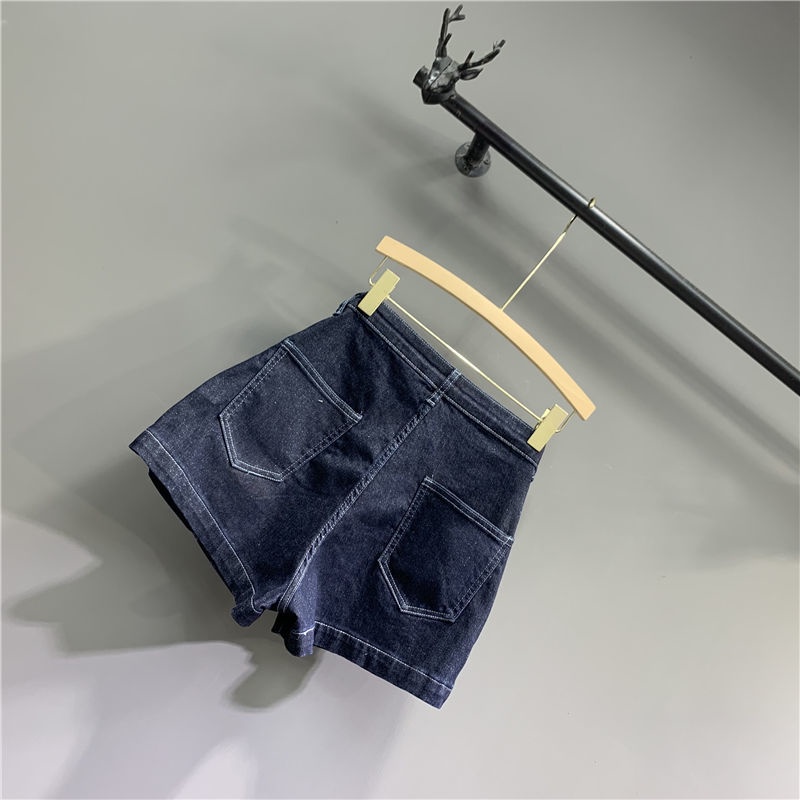 Jiashucheng Quần Short Denim Lưng Cao Ống Rộng Thời Trang Mùa Hè Hàn Quốc Cho Nữ