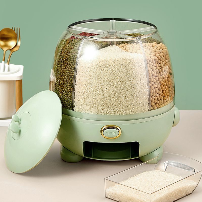 Thùng đựng gạo, ngũ cốc tai thỏ siêu xinh 5 ngăn chống ẩm mốc