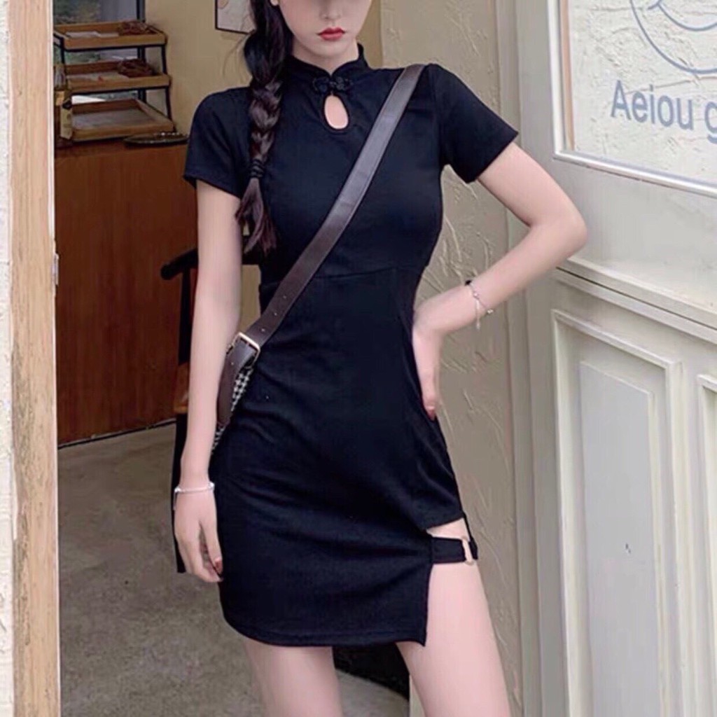 Đầm nữ body sườn xám tôn dáng thun co giãn thời trang nữ Arava