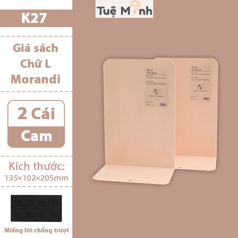 Bộ 2 kệ sách chữ L màu Morandi K27 kim loại decor bàn học tiện lợi