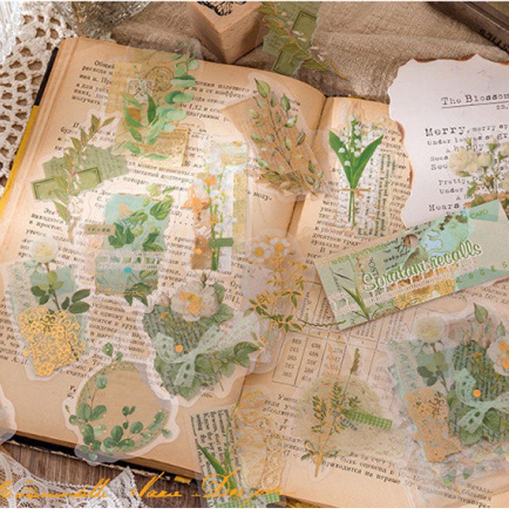 JARRED Set 40 Miếng Dán Trang Trí Sổ Tay / Nhật Ký / Trường Học Phong Cách Retro