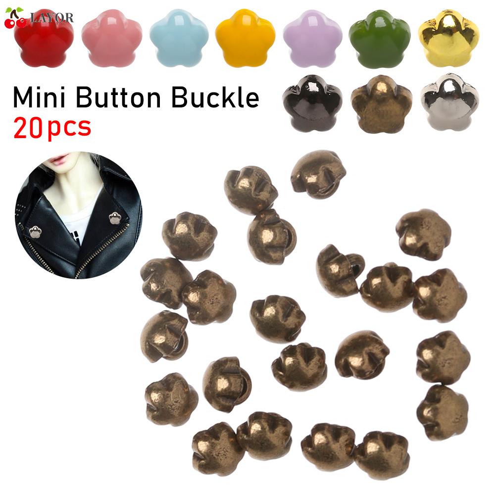 Bộ 20 Nút Kim Loại Mini 4mm In Họa Tiết Hoa Dễ Thương Trang Trí Quần Áo Búp Bê DIY