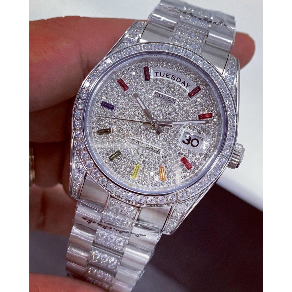 Đồng hồ Rolex nam RT01 màu bạch kim đính đá