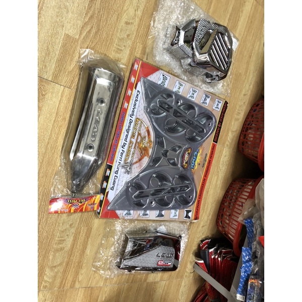 Giá trọn bộ 4 món ốp đủ xe LEAD 2013->2015 bao gồm Sàn chân+Ốp quạt gió +Ốp pô +Ốp bầu gió (pô e ) giá rẻ