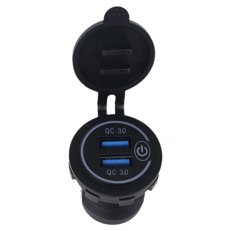 Cục Sạc Xe Hơi Poop Qc3.0 Usb Chống Nước Có Công Tắc Bật / Tắt