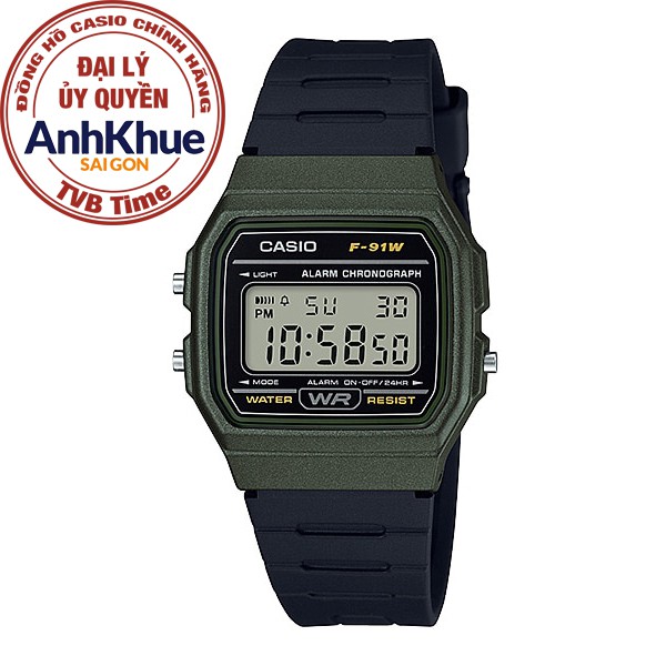Đồng hồ unisex dây nhựa Casio chính hãng Anh Khuê F-91WM-3ADF (35mm)