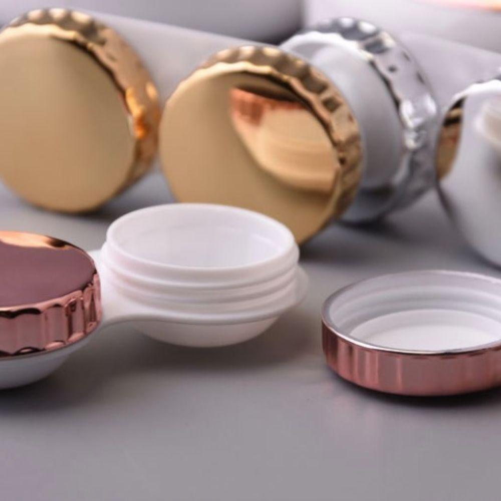 OCEANMAP Hộp Đựng Kính Áp Tròng Kép Đính Đá Kèm Gương Soi Tiện Dụng Mang Theo Du Lịch Giá Đỡ