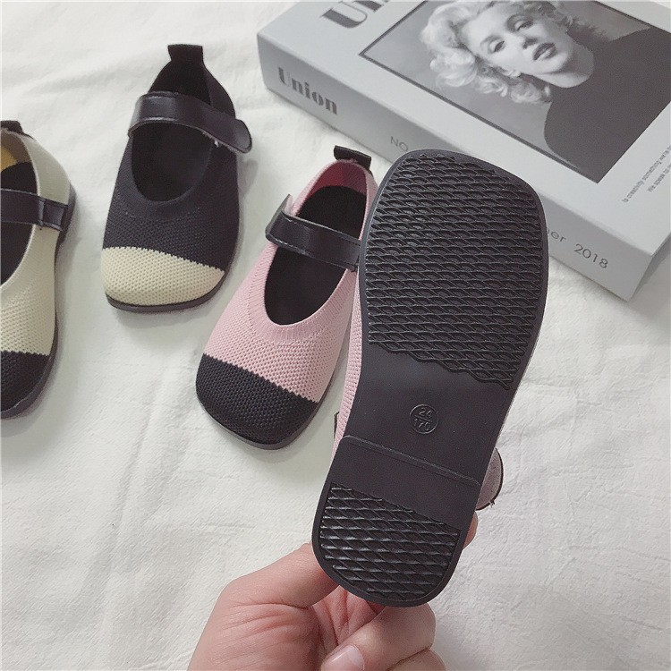 Giày búp bê dệt kim phong cách thời trang Hàn Quốc cho bé gái