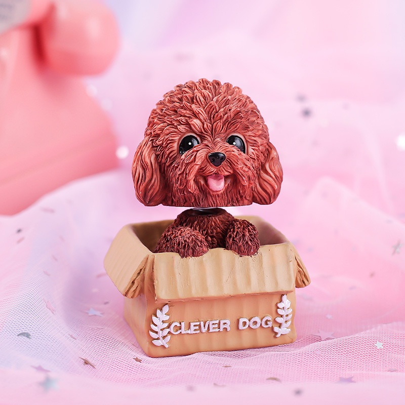 con vật trang trí bánh [FREESHIP❤️] Chó ngồi giỏ nhựa - phụ kiện trang trí bánh kem