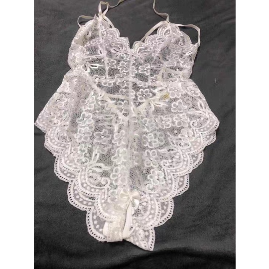 Đồ ngủ Sexy FREE SHIP Áo Bodysuit ren 2 dây khoét đũng quyến rũ