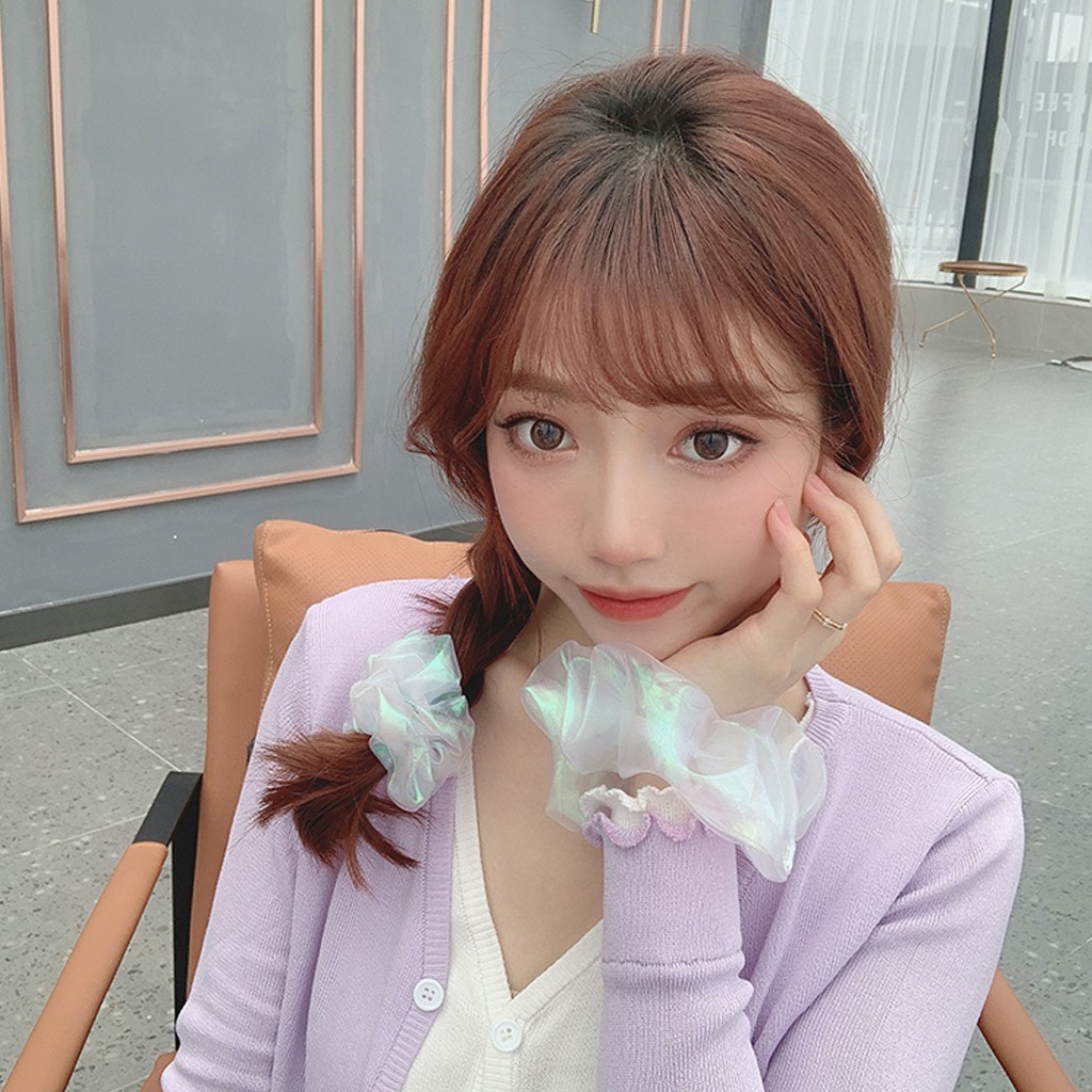 Buộc tóc vải Scrunchies Hologram Ánh kim CT37