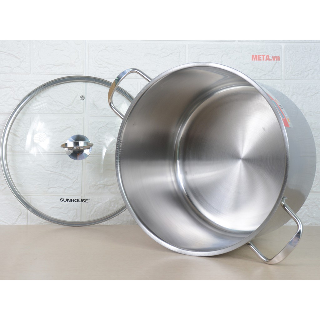 Nồi luộc gà inox 3 đáy SUNHOUSE SH28LG Đun bếp từ và mọi loại bếp