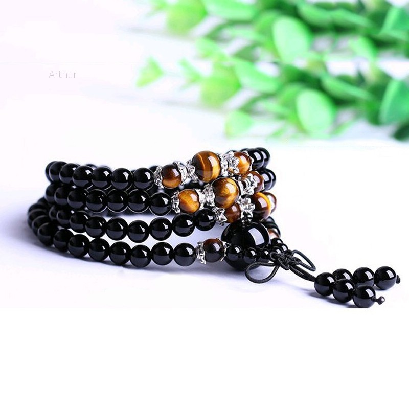 Chuỗi hạt 108 hạt bằng đá Obsidian cỡ 6mm | BigBuy360 - bigbuy360.vn