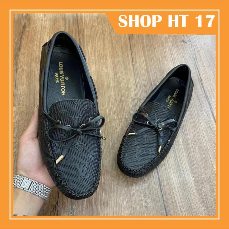 Giày da nam lv đế cao su khâu viền