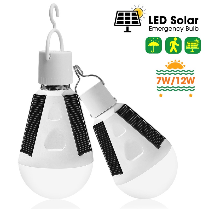 Bóng đèn LED E27 7W 12W sử dụng năng lượng mặt trời có thể sạc lại tiện dụng
