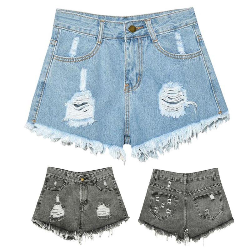 Quần jean ngắn phối rách thời trang cá tính dành cho nữ | BigBuy360 - bigbuy360.vn