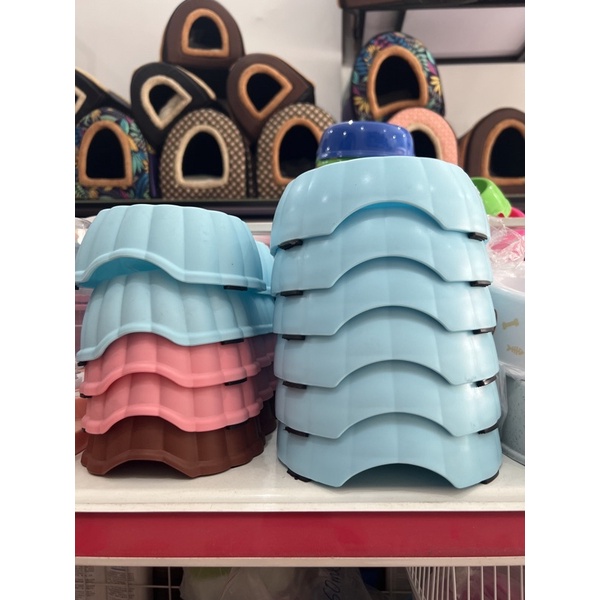 Bát ăn đôi có chỗ gắn bình nước tự động cho thú cưng chó mèo