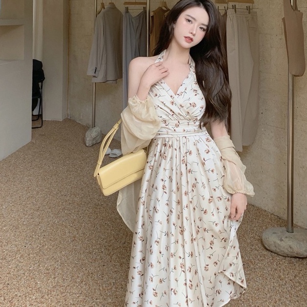 Đầm voan ZHELIHANGFEI dài qua gối không tay nóng bỏng cho nữ