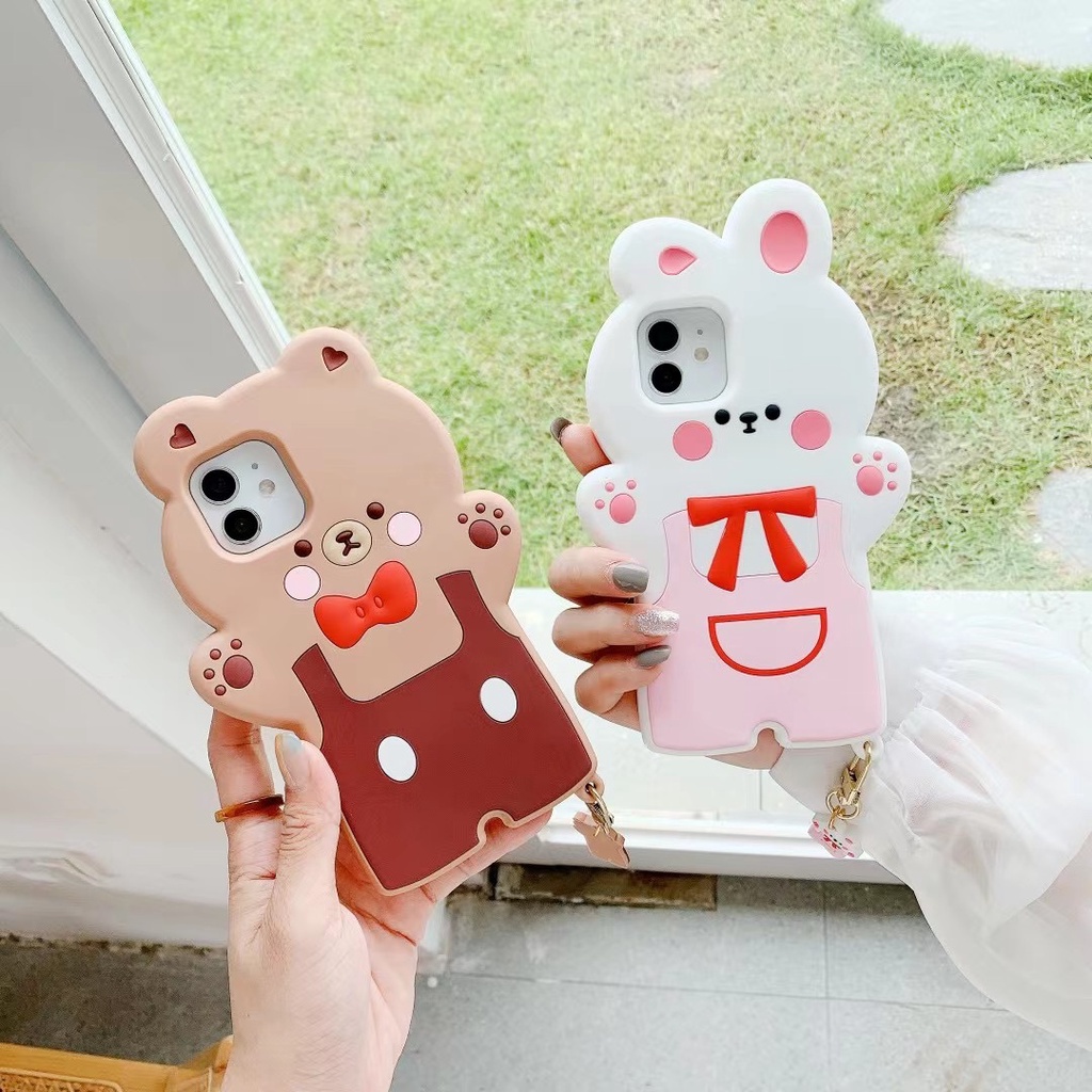 Ốp Điện Thoại Silicon Mềm Hình Gấu Thỏ 3d Dễ Thương Cho Iphone 12 Pro Max 11 Pro Max Xs Max Xr X 7 8 Plus
