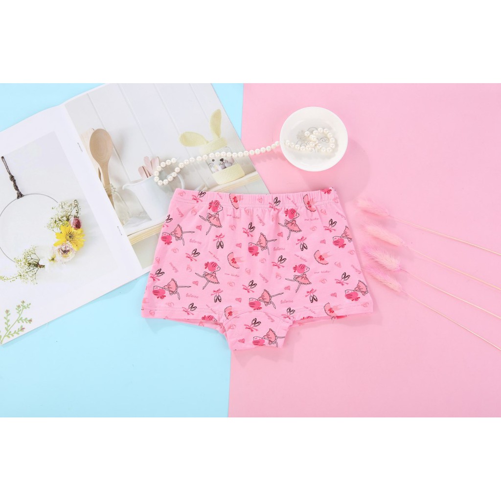 Combo Hộp 4 quần lót dạng đùi vải cotton Hàn Quốc cho bé gái mẫu Vũ Công Ballerina