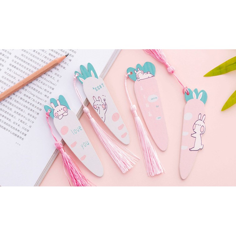 Bookmark Gỗ Thỏ Hồng